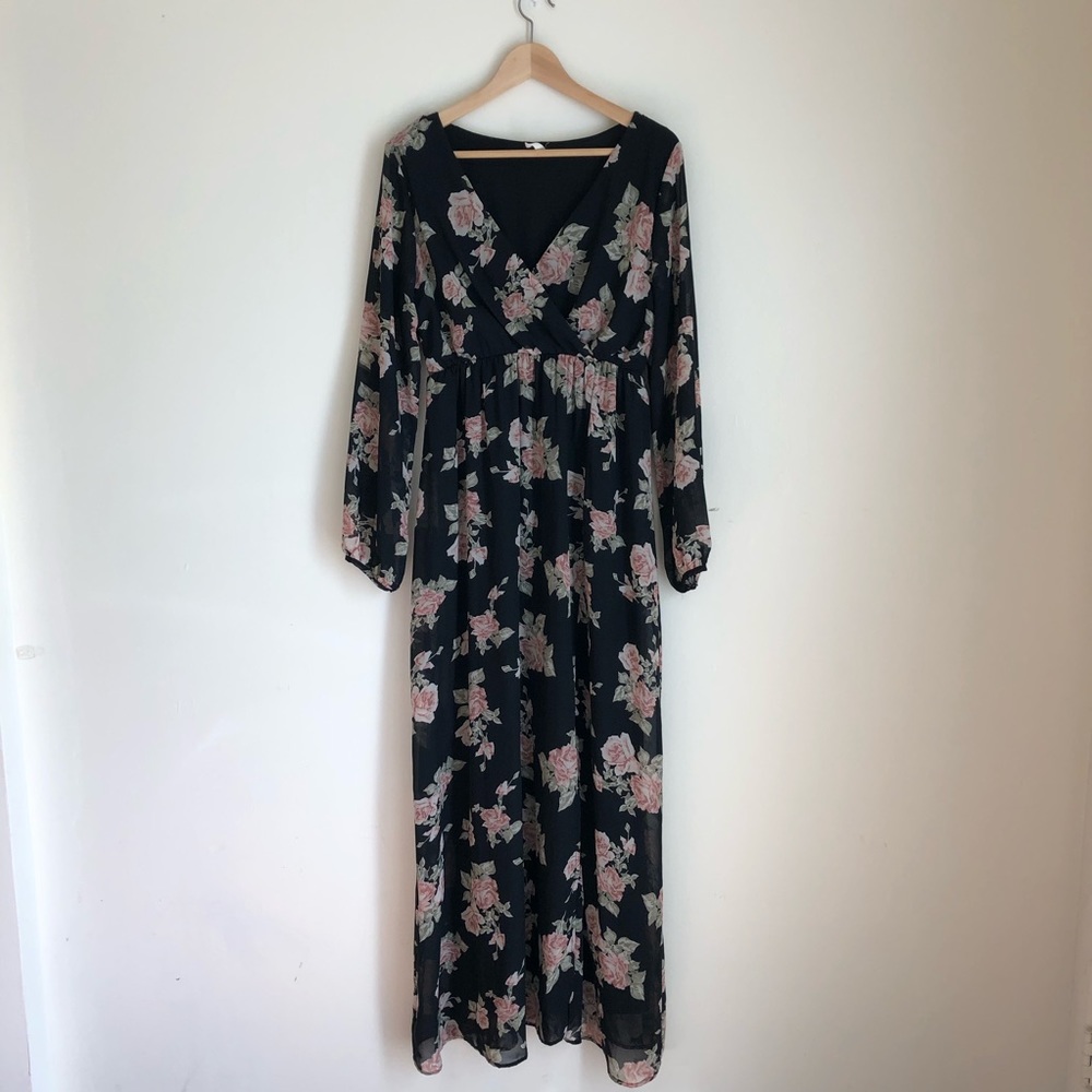 Pink blush floral maxi dress